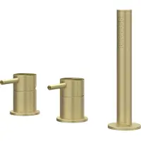 Ivy Aia Concord Badrandcombinatie 3-gats mengkraan met uittrekbare handdouche, zonder uitloop RVS316 geborsteld mat goud PVD