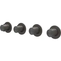 Ivy Aia Afbouwdeel Concord Inbouwthermostaat 3 Stopkranen Symmetry Met Ronde Rozetten RVS316 Geborsteld Carbon Black PVD