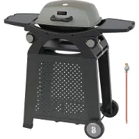 Kitchenbrothers Gas BBQ - Staand en Tafelmodel Barbecue - Tafelbarbecue - Anti-aanbaklaag - 37x48 cm Grilloppervlak - Zwart