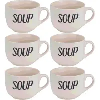 COSY&TRENDY 6x Creme soepkommen van aardewerk 11 cm 510 ml - Kommetjes