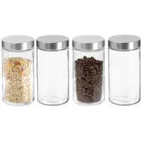 Secret De Gourmet Voorraadbus/voorraadpot - 4x stuks - 1,7L - glas - RVS deksel - 750 ml - met luchtdichte deksel