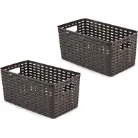 PlasticForte Opbergmand - 10x - Kastmand - rotan kunststof - donkerbruin - 5 Liter - 15 x 28 x 13 cm