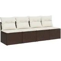 vidaXL Tuinbank 4-zits met kussens poly rattan bruin