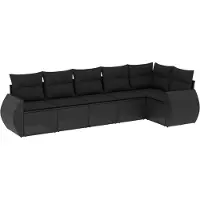 vidaXL 6-delige tuinmeubelset met kussens, zwart, polyrotan