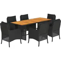 vidaXL 7-delige tuinset met kussens, zwart, van polyrotan
