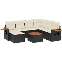 vidaXL 8-delige Loungeset met kussens poly rattan zwart