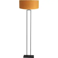 Steinhauer Zwarte staande lamp Stang 3848ZW met E27 fitting en goudkleurige velours kap