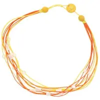 Behave Dames Ketting Geel Oranje – Nikkelvrij Handgemaakt Sieraad 40 cm