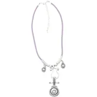 Behave - Ketting paars lila met vintage hanger - 40 cm