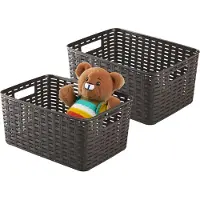 PlasticForte Opbergmand - 4x - Kastmand - rotan kunststof - choco bruin - 10 Liter - 22 x 33 x 16 cm