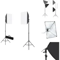 vidaXL Studio Softboxlamp - 40 x 60 cm - 24 W - E27 fitting - Stalen statief - Hoogte verstelbaar - 2 softboxen - 2 statieven - 2 lampen - 2 draagtassen - Fotostudio Set