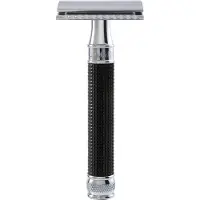 Edwin Jagger Scheermes Razors Double Edge Safety 3D Diamond Handle Black & Chrome Plated Ref.DE3DBC15BL 1Stuks | Voor Mannen