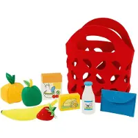 Goki BOODSCHAPPENTAS met toebehoren 22x18x12cm, 9-delig, vilt en hout, zonder speelgeld, 3+