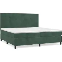 vidaXL Boxspring met matras fluweel donkergroen 200x200 cm
