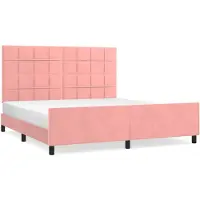 vidaXL Bedframe met hoofdeinde fluweel roze 180x200 cm