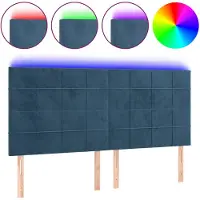 vidaXL Hoofdbord LED 180x5x118/128 cm fluweel donkerblauw