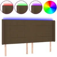 vidaXL Hoofdbord LED 203x16x118/128 cm stof donkerbruin