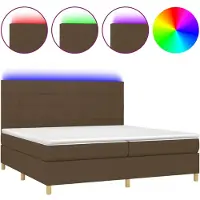 vidaXL Boxspringbed met matras en LED-verlichting, donkerbruin, 200x200 cm, stof