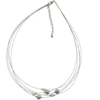 Behave - Zilver kleur - Parels - Wit en grijs - Minimalistische ketting - 42 cm