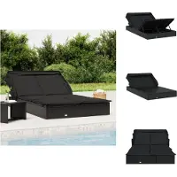 vidaXL Ligbed 2-persoons met dak 213x118x97 cm poly rattan zwart
