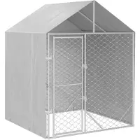 vidaXL Hondenkennel met dak 2x2x2,5 m gegalvaniseerd staal zilver