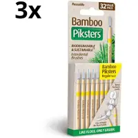 Piksters 3x Bamboe Rechte Ragers - Maat 3 - Geel - 32 stuks