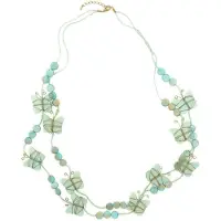 Behave Dames Ketting Blauw Met Vlinders – Nikkelvrij Handgemaakt Sieraad
