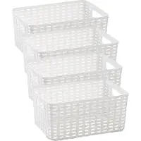 PlasticForte Opbergmand - 4x - Kastmand - rotan kunststof - wit - 6 Liter - 19 x 29 x 13 cm