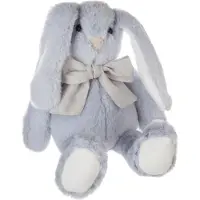Atmosphera Knuffeldier konijn met strikje - zachte pluche stof - knuffels - lichtblauw - 30 cm