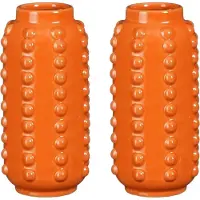 Mica Decorations Vaas - 2x - boaz - gebobbeld - oranje - 18 x 8 cm