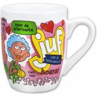 Paper Dreams mok cartoon-stijl juf keramiek 325ml roze/wit