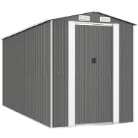 vidaXL Tuinhuis, lichtgrijs, 192x440x223 cm, verzinkt staal