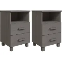 vidaXL Nachtkastjes HAMAR 2 st 40x35x62 cm grenenhout lichtgrijs