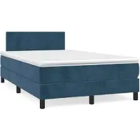 vidaXL Boxspring met matras fluweel donkerblauw 120x200 cm