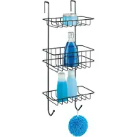 Wenko Doucherek Revigo 3-laags zwart staal 19x57cm - Zonder boren - Doucherekje hangend - Douchemand - Douchecaddy ophangbaar