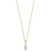 New Bling 9NBG-0679 Gouden Ketting met Hanger- Zirkonia- 8,5x4mm - Ovaal - Ankerschakel - 39+3+3cm - 0,87 Dikte - 14 Karaat - Goud