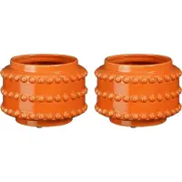 Mica Decorations Vaas - 2x - boaz - gebobbeld - oranje - 13 x 17 cm