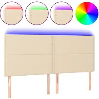 vidaXL Hoofdbord LED 180x5x118/128 cm stof crèmekleurig