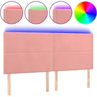 vidaXL Hoofdbord LED 200x5x118/128 cm fluweel roze