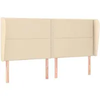 vidaXL Hoofdbord met randen 183x23x118/128 cm stof crèmekleurig