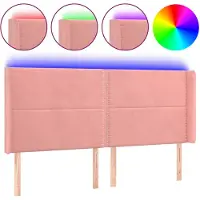 vidaXL Hoofdbord LED 203x16x118/128 cm fluweel roze