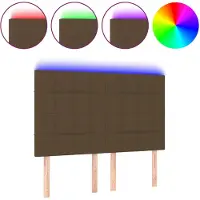 vidaXL Hoofdbord LED 144x5x118/128 cm stof donkerbruin