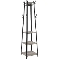 Songmics Garderobe, Kapstok, Kapstok Met 3 Planken, Haak, Kapstok, Stevig, Met Metalen Frame, Houtlook, Industrieel Ontwerp, Grijs-zwart