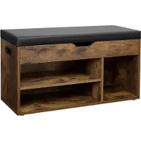 Songmics Hoppa! Songmics Schoenenbank - Bruin/zwart - Hout/kunstleer