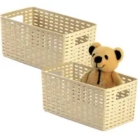 PlasticForte Opbergmand - 4x - Kastmand - rotan kunststof - beige - 5 Liter - 15 x 28 x 13 cm