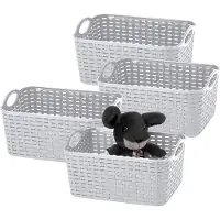 PlasticForte opbergmandje/kastmandje - 4x - 12 liter - zilver - kunststof - 33 x 24 x 21 cm - nestbaar