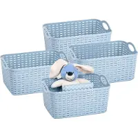 PlasticForte opbergmandje/kastmandje - 4x - 12 liter - ijsblauw - kunststof - 33 x 24 x 21 cm - nestbaar