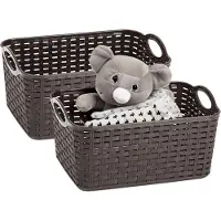 PlasticForte opbergmandje/kastmandje - 2x - 12 liter - donkerbruin - kunststof - 33 x 24 x 21 cm - nestbaar