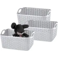 PlasticForte opbergmandje/kastmandje - 3x - 12 liter - zilver - kunststof - 33 x 24 x 21 cm - nestbaar