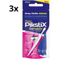 Piksters Pikstix plastic tandenstokers met micro holes - 3 x 30 stuks - Voordeelverpakking
